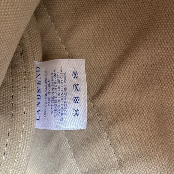 Lands End Vintage Beige & Blue Heavy Cotton Canvas Multipocketed Tote Bag - Picture 15 of 16
